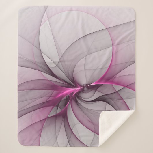 カオエレガントスモダン抽象芸術ピンクフラクタルアート シェルパブランケット (正面)