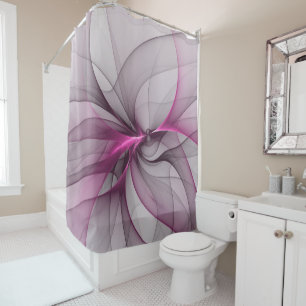 カオエレガントスモダン抽象芸術ピンクフラクタルアート シャワーカーテン