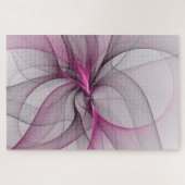 カオエレガントスモダン抽象芸術ピンクフラクタルアート ジグソーパズル (横)