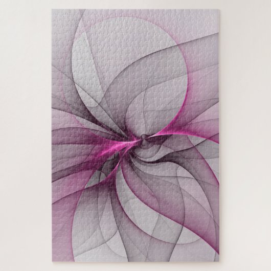 カオエレガントスモダン抽象芸術ピンクフラクタルアート ジグソーパズル (縦)