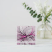 カオエレガントスモダン抽象芸術ピンクフラクタルアート スクエア名刺 (スタンド正面)