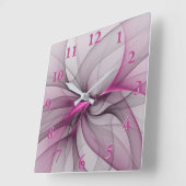 カオエレガントスモダン抽象芸術ピンクフラクタルアート スクエア壁時計 (傾斜)
