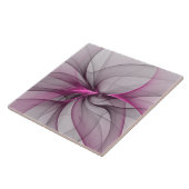 カオエレガントスモダン抽象芸術ピンクフラクタルアート タイル (側面)