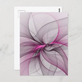 カオエレガントスモダン抽象芸術ピンクフラクタルアート ポストカード