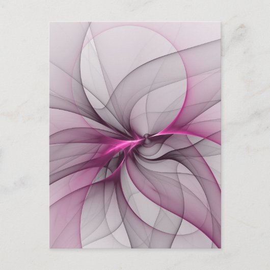 カオエレガントスモダン抽象芸術ピンクフラクタルアート ポストカード (正面)