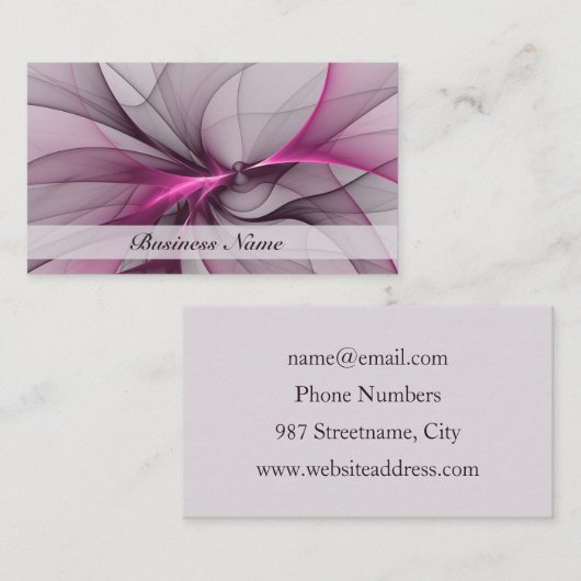 カオエレガントスモダン抽象芸術ピンクフラクタルアート 名刺 (正面/裏面)