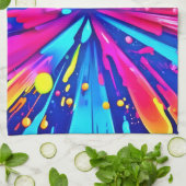 カオカラフルス絵を描（ばちゃばちゃ）跳ねる抽象芸術 キッチンタオル (折り畳み)