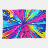 カオカラフルス絵を描（ばちゃばちゃ）跳ねる抽象芸術 キッチンタオル (横)