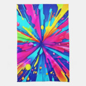 カオカラフルス絵を描（ばちゃばちゃ）跳ねる抽象芸術 キッチンタオル (縦)