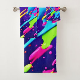 カオカラフルス・イン・抽象芸術(ばちゃばちゃ)跳ねる バスタオルセット