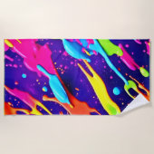 カオカラフルス・イン・抽象芸術(ばちゃばちゃ)跳ねる ビーチタオル (正面)