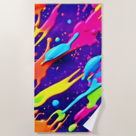 カオカラフルス・イン・抽象芸術(ばちゃばちゃ)跳ねる ビーチタオル