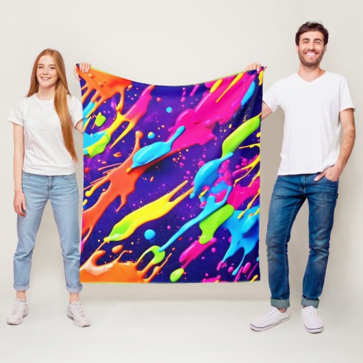 カオカラフルス・イン・抽象芸術（ばちゃばちゃ）跳ねる フリースブランケット (インサイチュ)