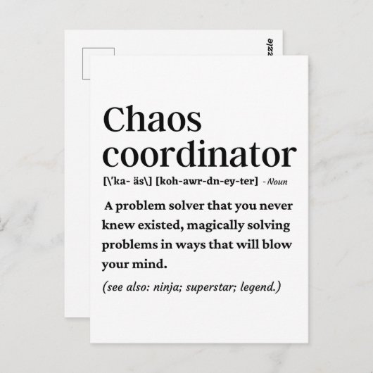 カオスおもしろいコーディネーター定義 ポストカード (正面/裏面)