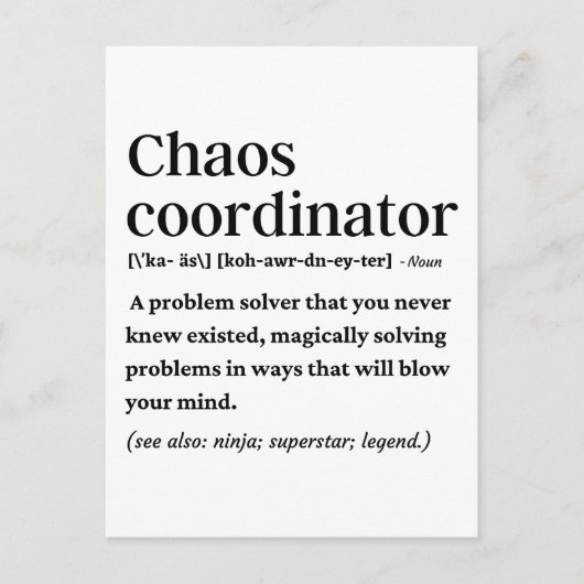 カオスおもしろいコーディネーター定義 ポストカード (正面)