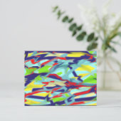 カオスから型枠デジタルアート葉書 – 青 ポストカード (スタンド正面)