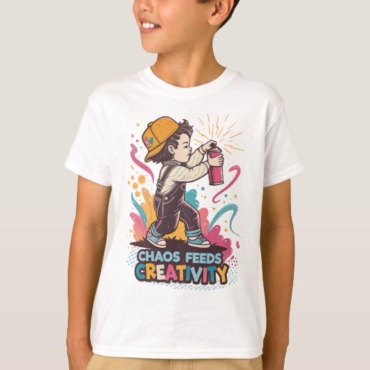 カオスがクリエイティビティを育む - レトログラフィティポップアート Tシャツ (正面)