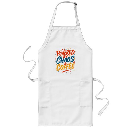 カオスとコーヒーで動く Tシャツ ロングエプロン (正面)