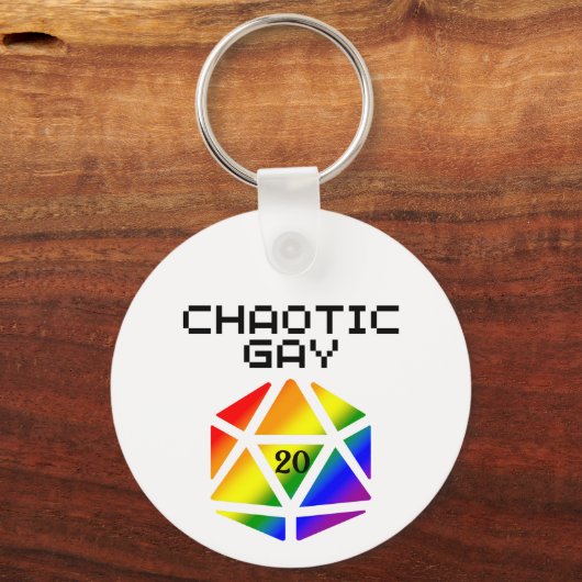 カオスなゲイD20 - LGBTQ+ プライドDND キーホルダー (裏面)