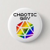 カオスなゲイD20 – LGBTQ+ プライドDND 缶バッジ (正面)