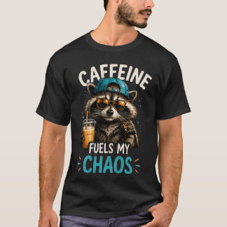 カオスな私を支えるコーヒー アイスコーヒー アライグマ Tシャツ