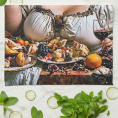 「カオスの宴会」超現実的な作品カラフル展 キッチンタオル (折り畳み)