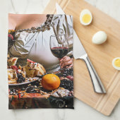 「カオスの宴会」超現実的な作品カラフル展 キッチンタオル (四つ折り)