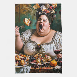 「カオスの宴会」超現実的な作品カラフル展 キッチンタオル