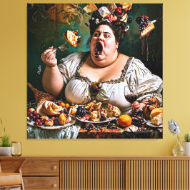 「カオスの宴会」超現実的な作品カラフル展 キャンバスプリント