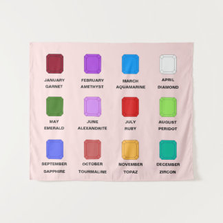 カオスエメラルド誕生石図ピンク タペストリー