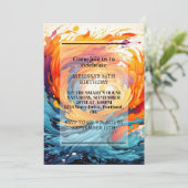 カオスカラフルリップルプリント誕生日パーティー 招待状 (スタンド正面)