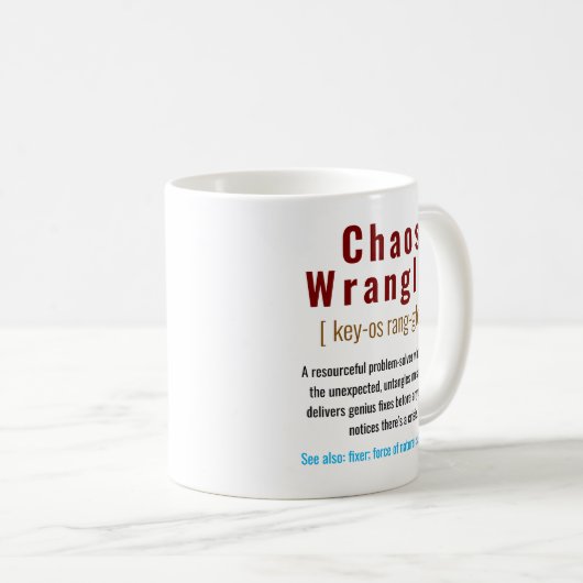 カオスコーディネおもしろいータ定義オフィス共同ワーカー コーヒーマグカップ (正面右)