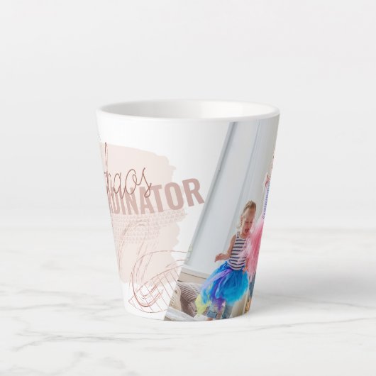 カオスコーディネーターキッズフォト抽象芸術ラテマグカップ カフェラテマグ (正面)