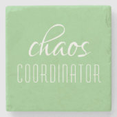 カオスコーディネーター緑のタイポグラフィ文字 ストーンコースター (正面)