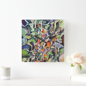 カオス抽象芸術表現コンテンポラリー芸術作品 スクエア壁時計 (ホーム)