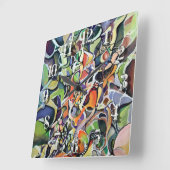 カオス抽象芸術表現コンテンポラリー芸術作品 スクエア壁時計 (傾斜)