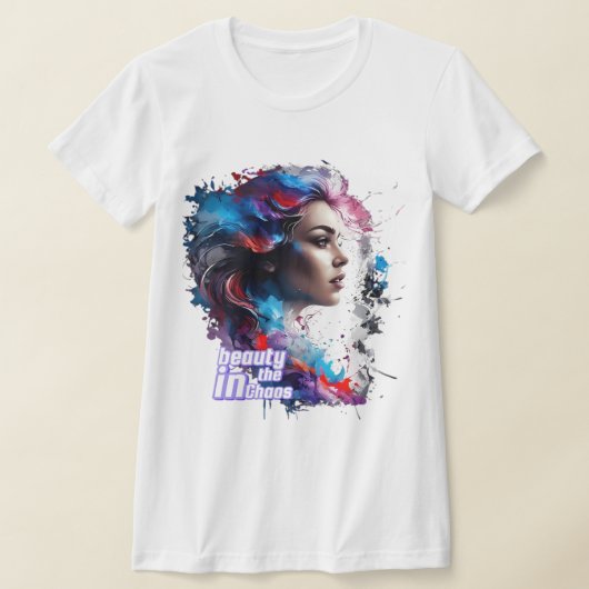 カオス美しい- Tシャツ/サイド顔アート Tシャツ (レイダウン)