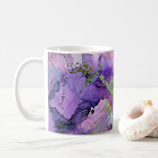 「カオス調和」コンテンポラリー抽象芸術 コーヒーマグカップ (ドーナツ)