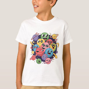カオス風漫画銀河系と星お洒落付き Tシャツ