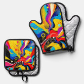 カオス・イン・調和・アート 鍋つかみ&鍋敷きセット (正面/裏面)