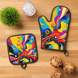 カオス・イン・調和・アート 鍋つかみ&鍋敷きセット