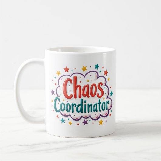 カオス コーディネーター 楽しい仕事のマグカップ コーヒーマグカップ (左)