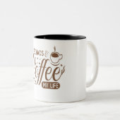 カオス、コーヒー、私の生活 – コーヒーおもしろい愛好家マグカップ ツートーンマグカップ (正面右)