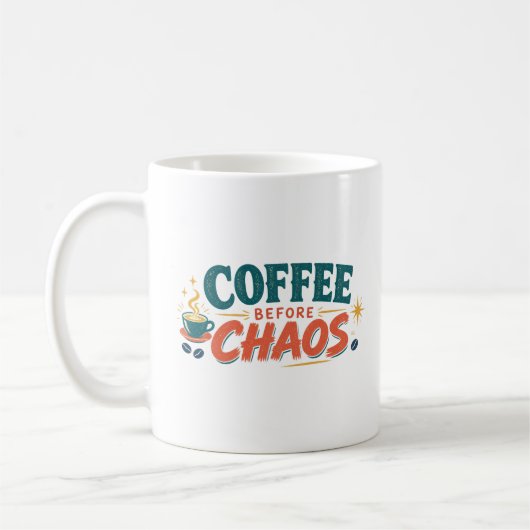 カオス(混乱)の前のコーヒーマグ コーヒーマグカップ (左)