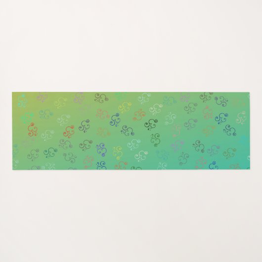 カオスOM |緑グラデーション、オかわいらしム ヨガマット (裏面(横))