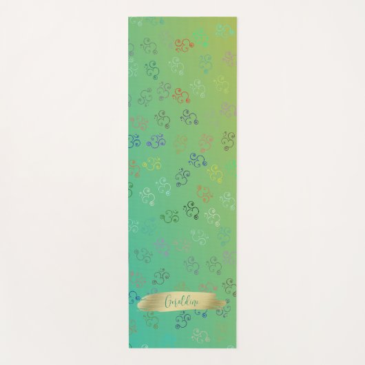 カオスOM |緑グラデーション、オかわいらしム ヨガマット (正面)