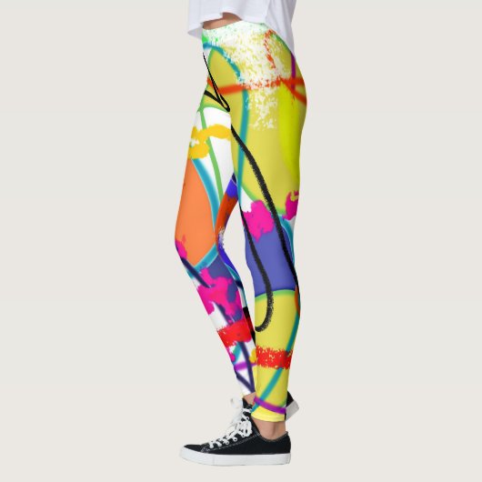 カオティックエネルギーグラフィティスタイルカラフルレギンス レギンス (左)