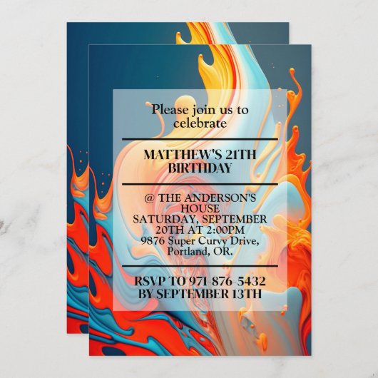 カオティックフレイムスプリント誕生日パーティー 招待状 (正面/裏面)