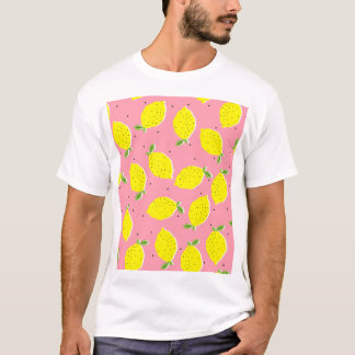 カオティックレモンピンクポルカ:柑橘系パターン Tシャツ