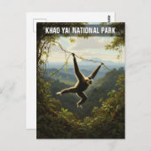 カオヤイ国立公園タイのギボン ポストカード (正面/裏面)